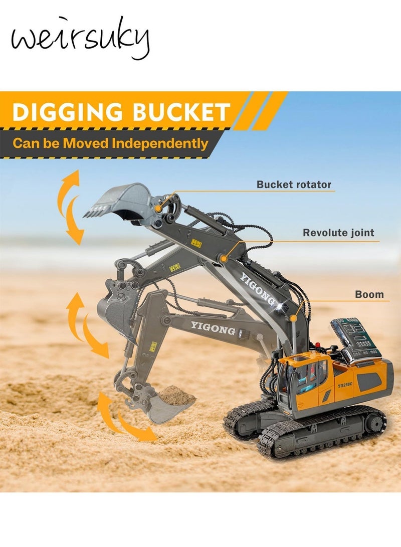 weirsuky Remote Control Excavator Toys for Boys 5-7 Year Old Remote Control Digger Construction Toys RC Vehicles Tractor Sandbox Truck for Boys 3-5 Year Old - Image 2